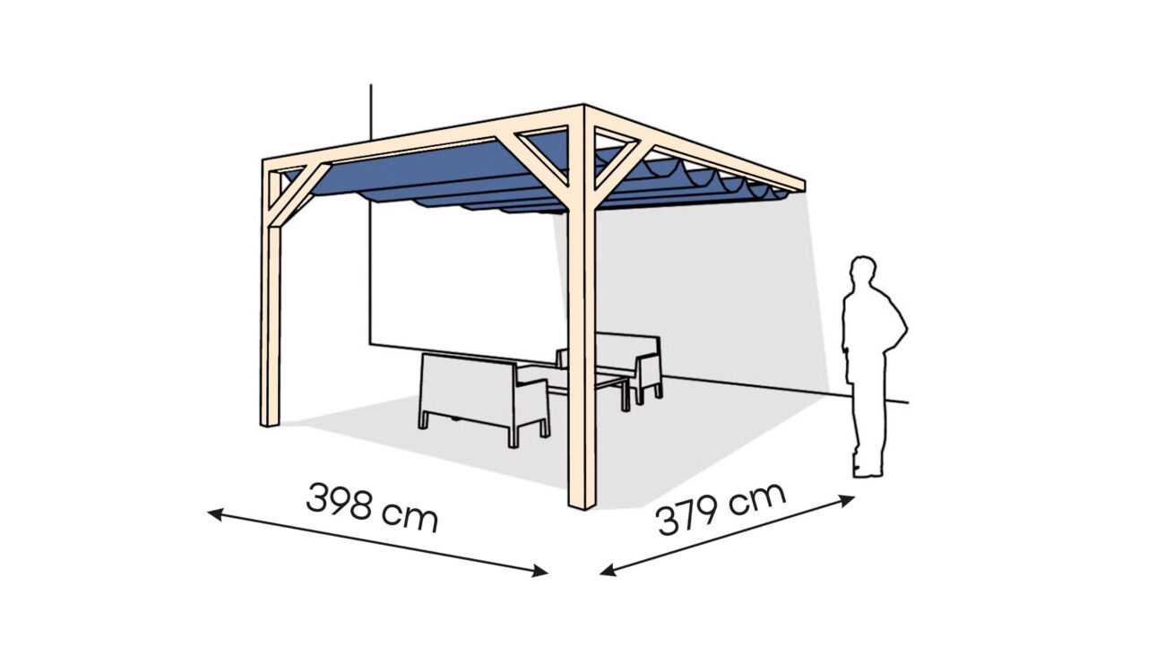 Pergola  PS1 drewno surowe 398 x 379 cm  surowe