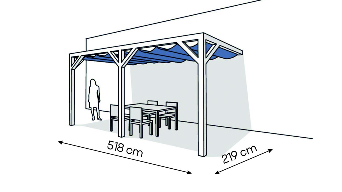 Pergola PS2 drewno lakierowane 219 x 518 cm biale