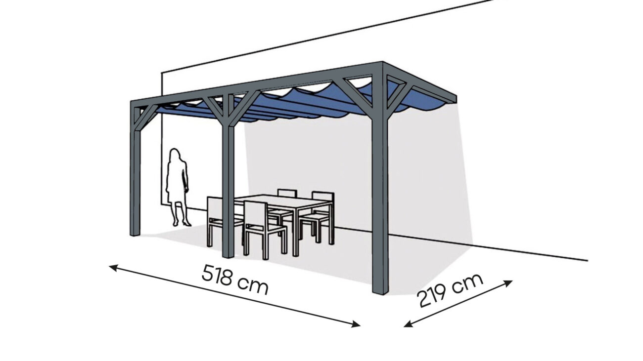 Pergola PS2 drewno lakierowane 219 x 518 cm antracyt