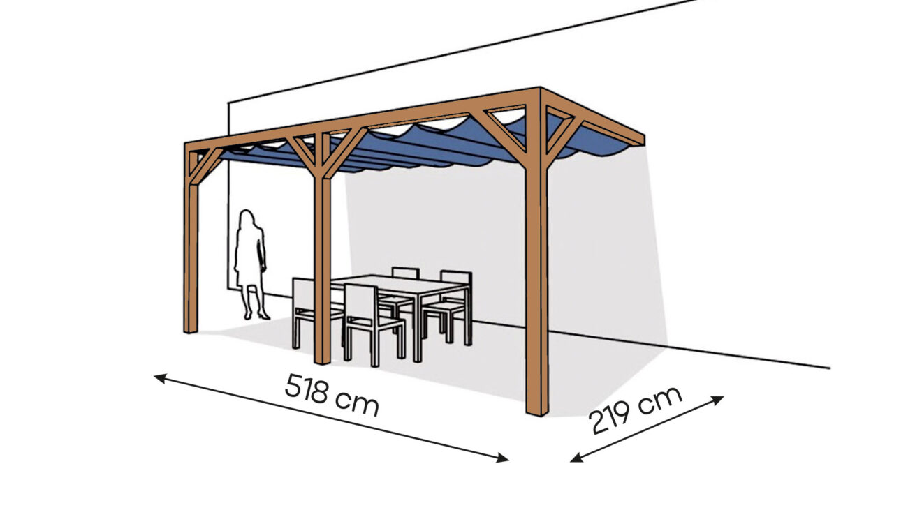 Pergola PS2 drewno lakierowane 219 x 518 cm bursztyn