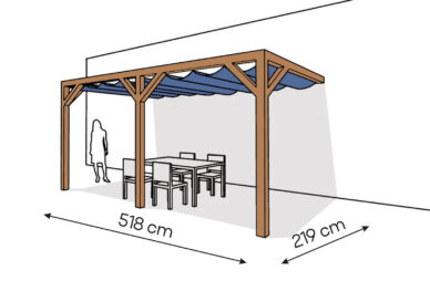 Pergola  PS2 drewno lakierowane 219 x 518 cm  bursztyn