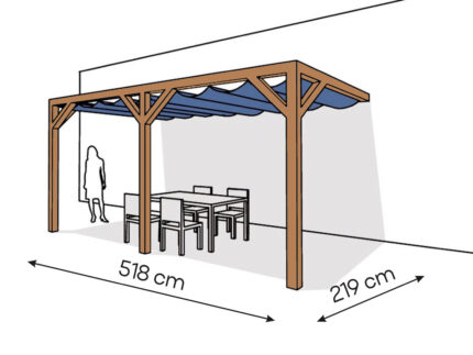 Pergola  PS2 drewno lakierowane 219 x 518 cm  bursztyn