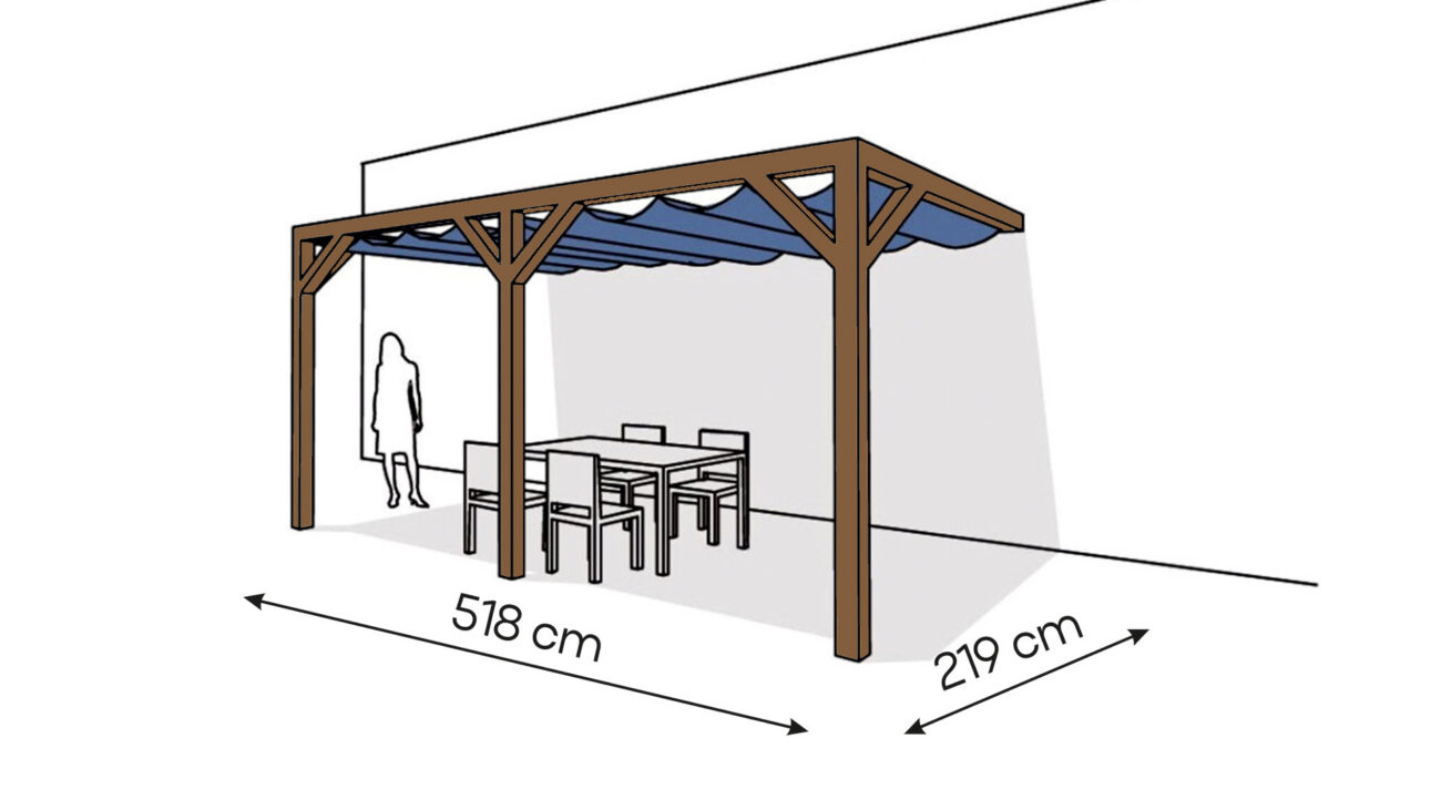 Pergola PS2 drewno lakierowane 219 x 518 cm ciemny orzech