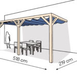 Pergola PS2 drewno surowe 219 x 518 cm