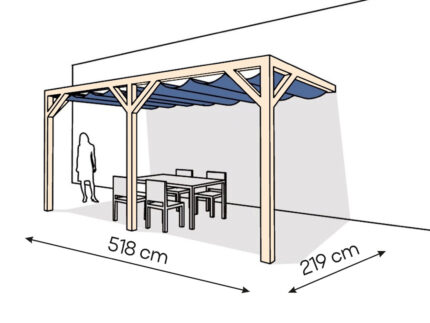 Pergola  PS2 drewno surowe 219 x 518 cm