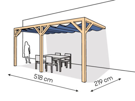 Pergola  PS2 drewno lakierowane 219 x 518 cm  lakier bezbarwny