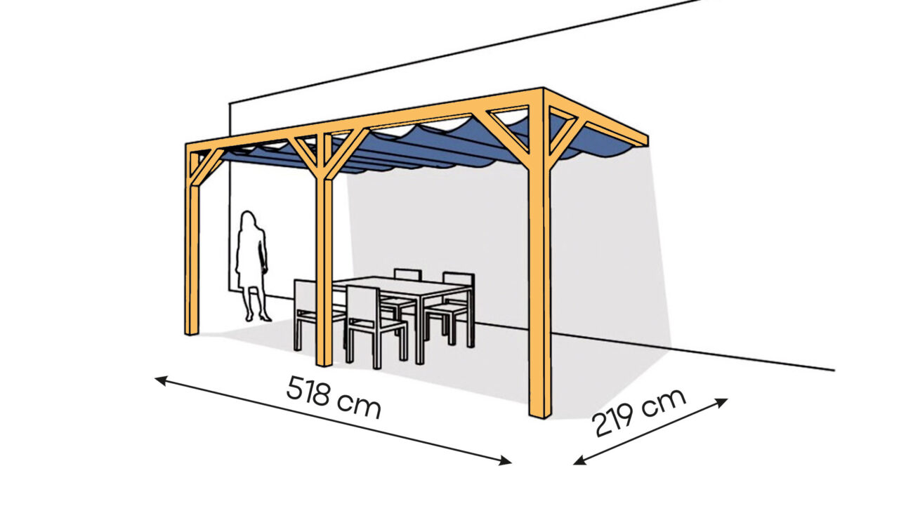 Pergola PS2 drewno lakierowane 219 x 518 cm sosna