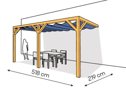 Pergola  PS2 drewno lakierowane 219 x 518 cm  sosna