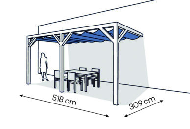 Pergola  PS2 drewno lakierowane 309 x 518 cm  biale