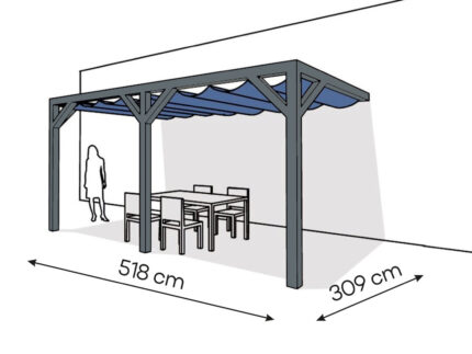 Pergola  PS2 drewno lakierowane 309 x 518 cm  antracyt