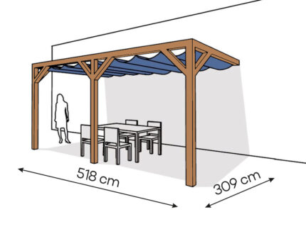 Pergola  PS2 drewno lakierowane 309 x 518 cm  bursztyn