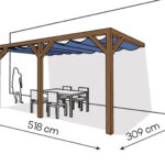 Pergola PS2 drewno lakierowane 309 x 518 cm ciemny orzech