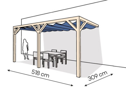 Pergola  PS2 drewno surowe 309 x 518 cm