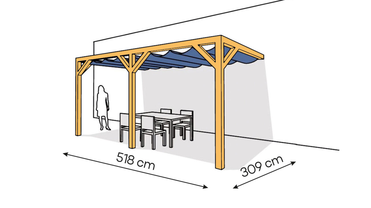 Pergola PS2 drewno lakierowane 309 x 518 cm sosna