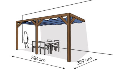 Pergola  PS2 drewno lakierowane 389 x 518 cm  ciemny orzech
