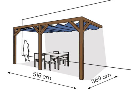 Pergola  PS2 drewno lakierowane 389 x 518 cm  ciemny orzech