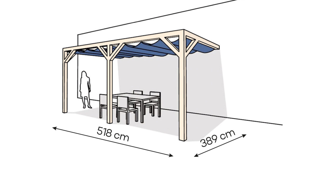Pergola  PS2 drewno surowe 389 x 518 cm