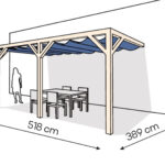Pergola PS2 drewno surowe 389 x 518 cm
