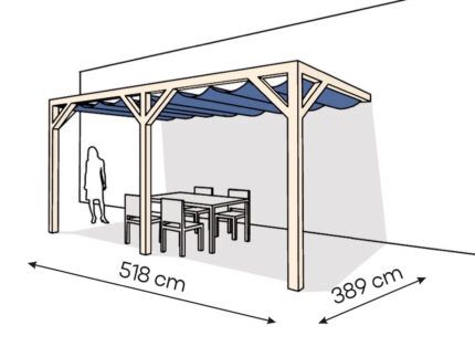 Pergola  PS2 drewno surowe 389 x 518 cm