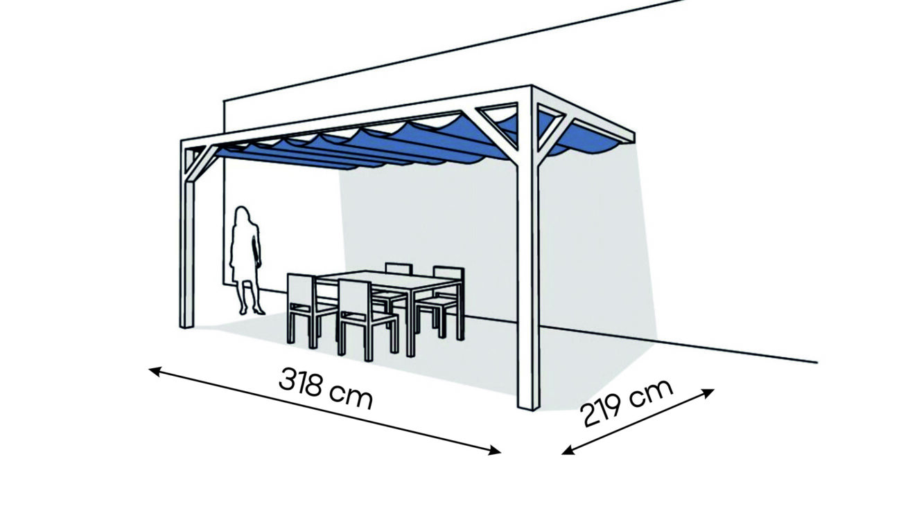 Pergola PS2 drewno lakierowane 219 x 318 cm biale