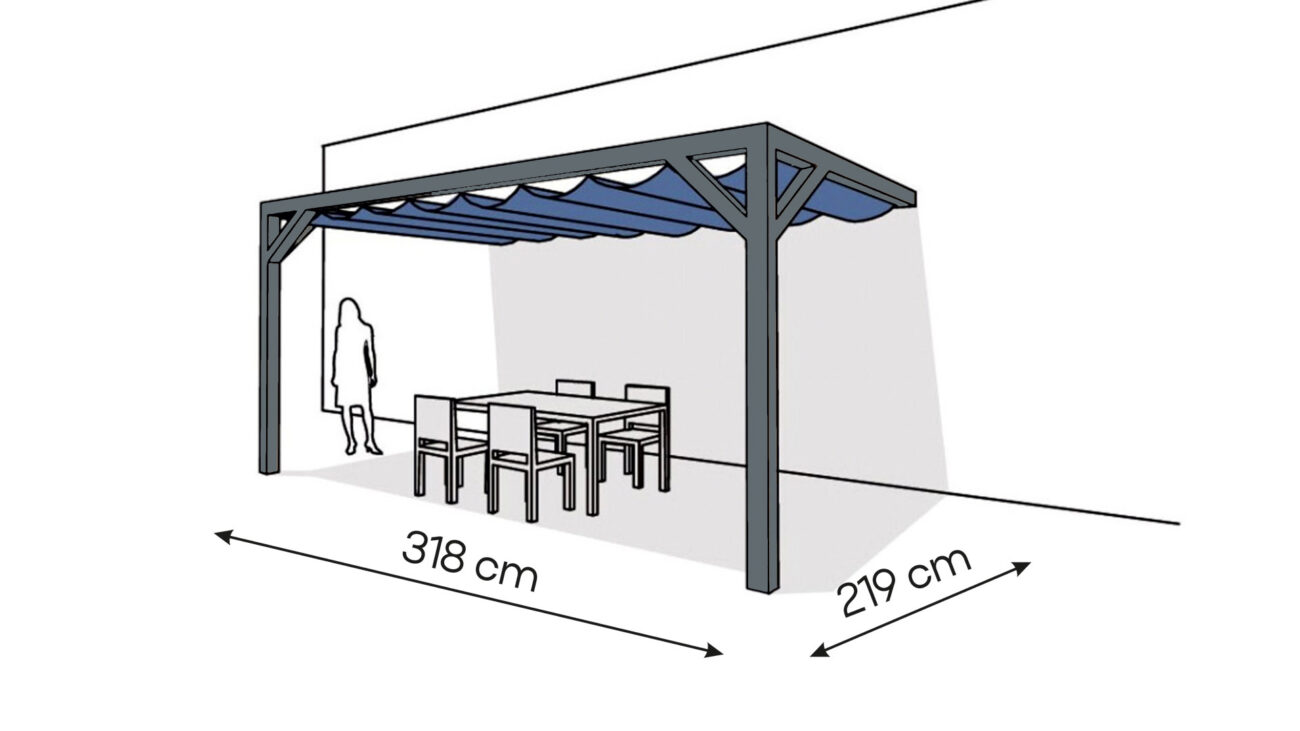 Pergola PS2 drewno lakierowane 219 x 318 cm antracyt