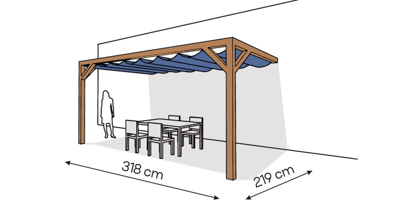 Pergola PS2 drewno lakierowane 219 x 318 cm bursztyn