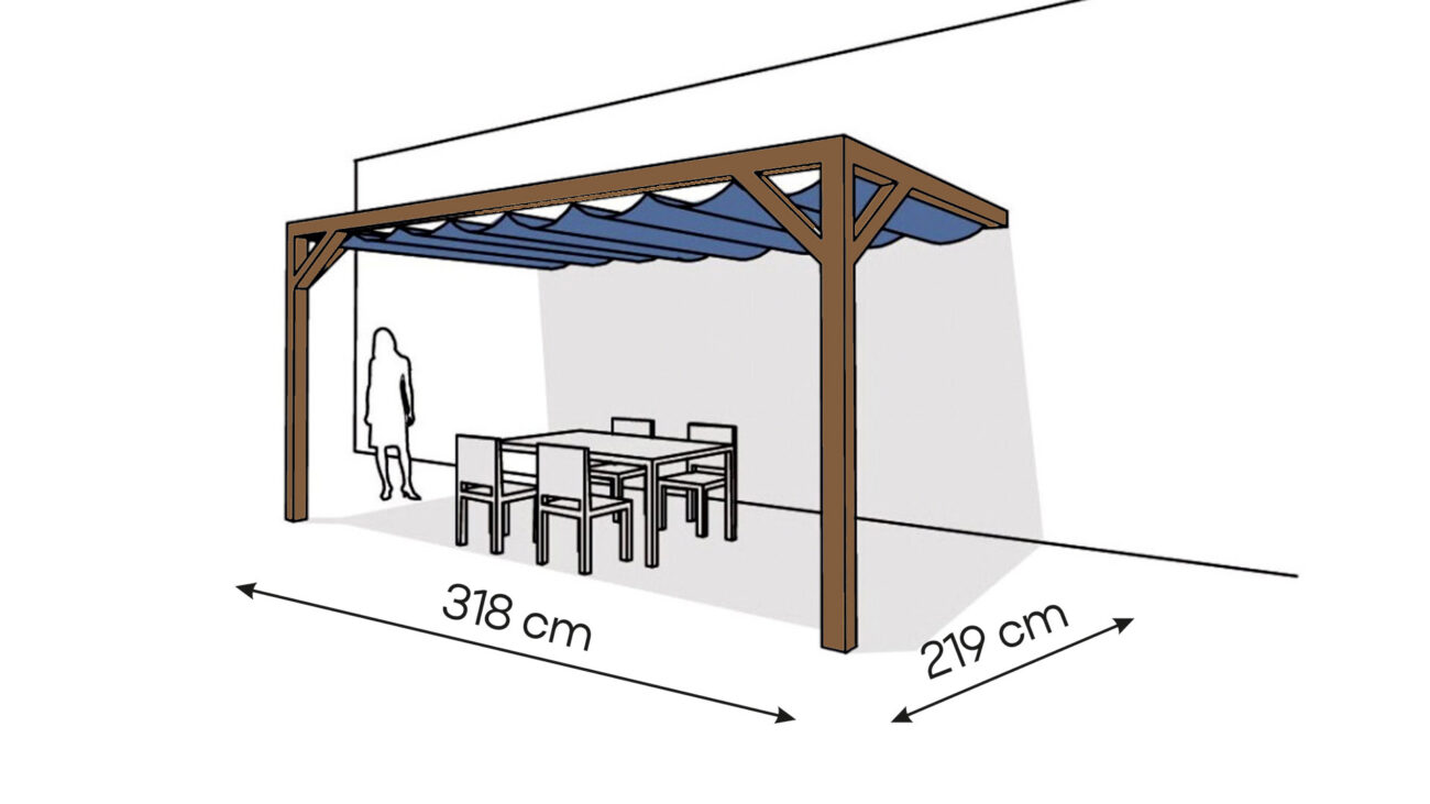 Pergola PS2 drewno lakierowane 219 x 318 cm ciemny orzech