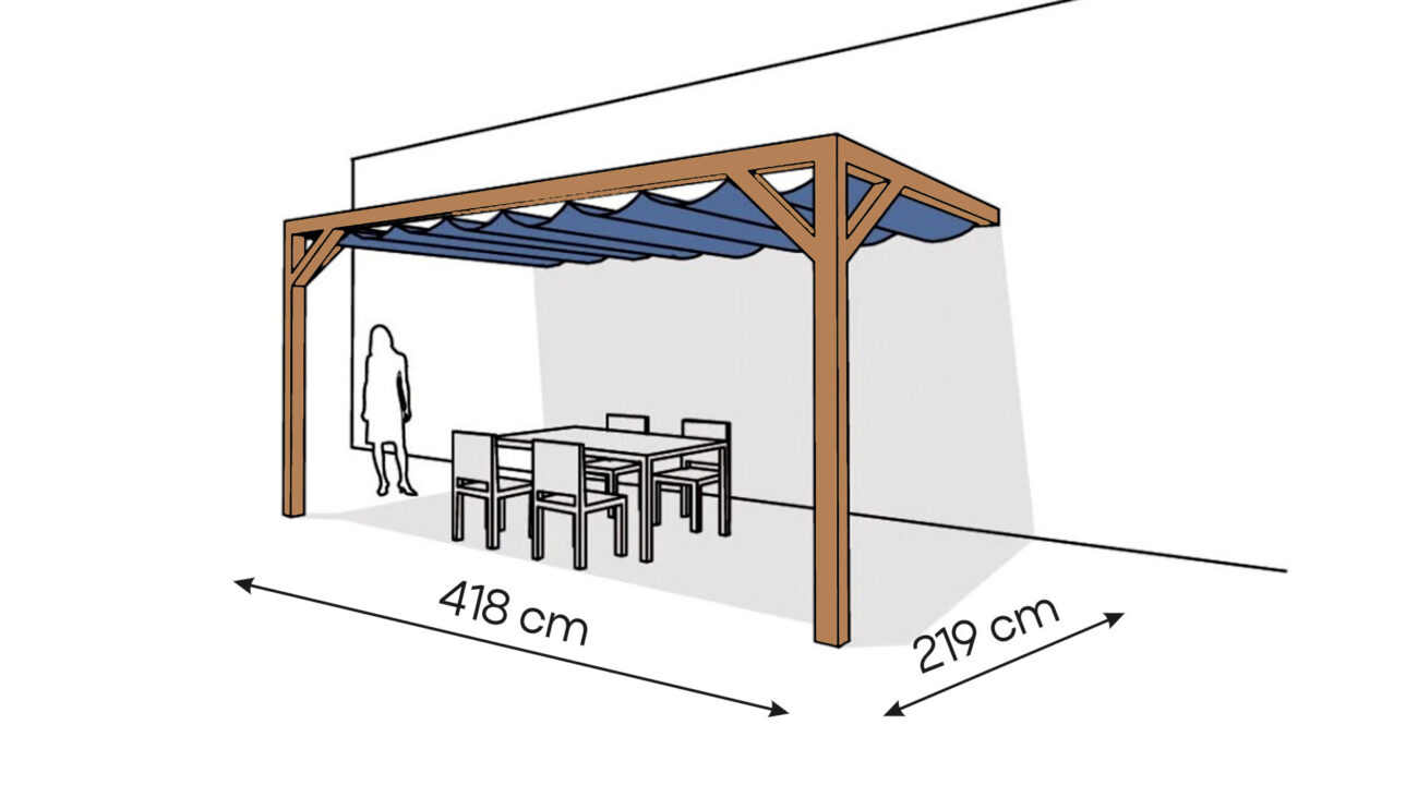 Pergola PS2 drewno lakierowane 219 x 418 cm bursztyn