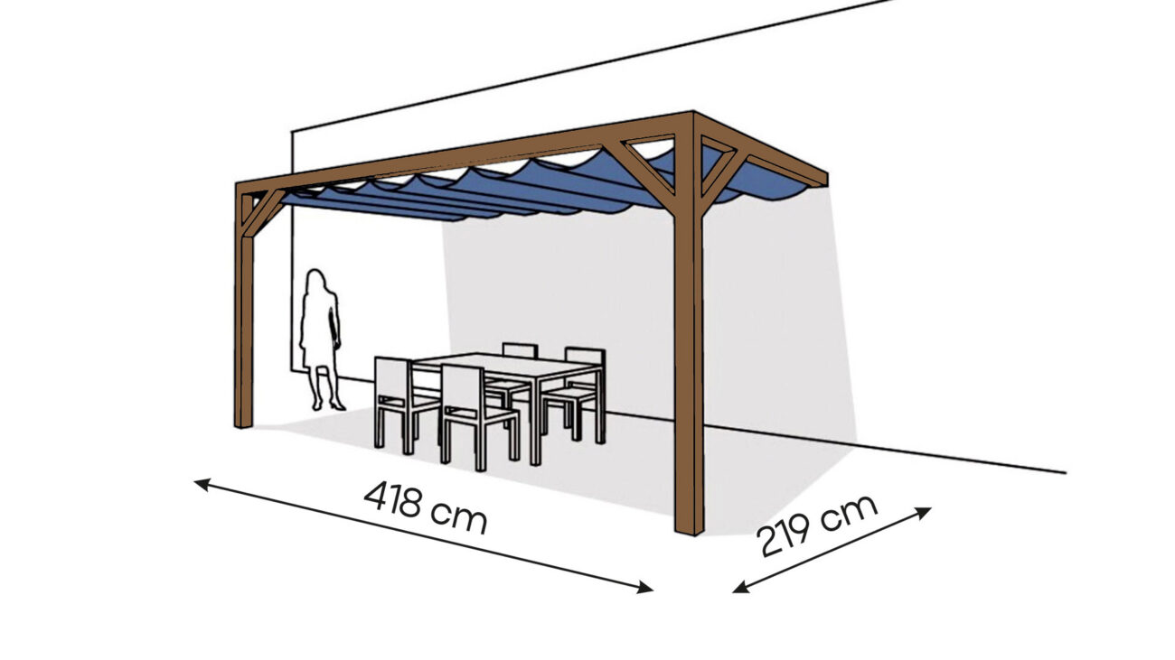 Pergola PS2 drewno lakierowane 219 x 418 cm ciemny orzech