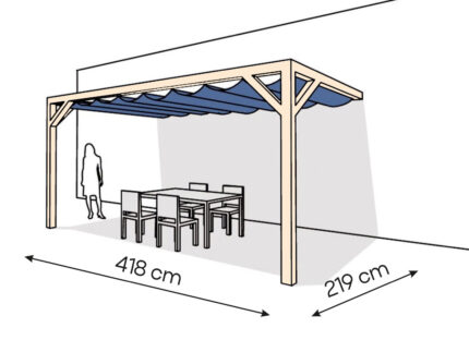 Pergola  PS2 drewno surowe 219 x 418 cm