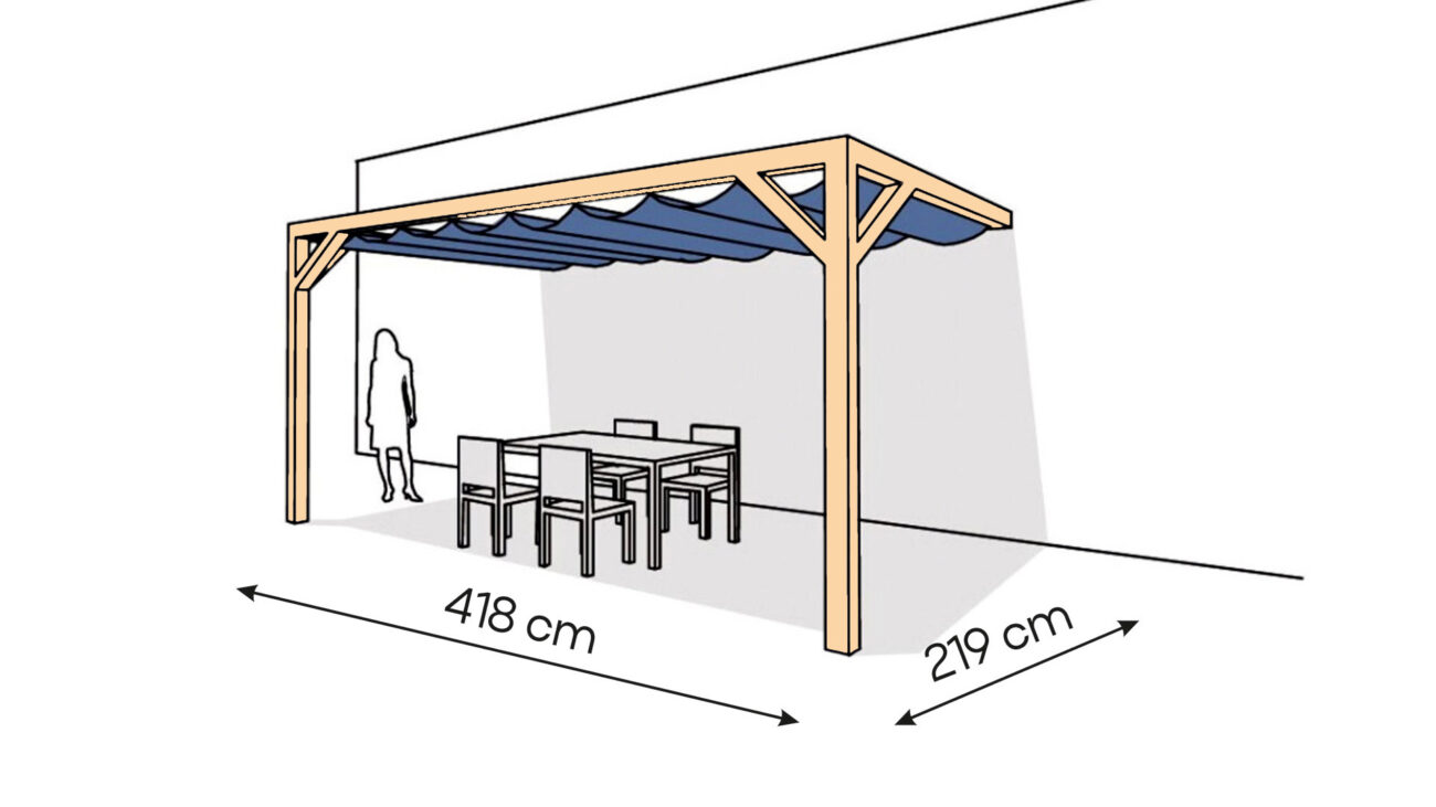 Pergola PS2 drewno lakierowane 219 x 418 cm lakier bezbarwny