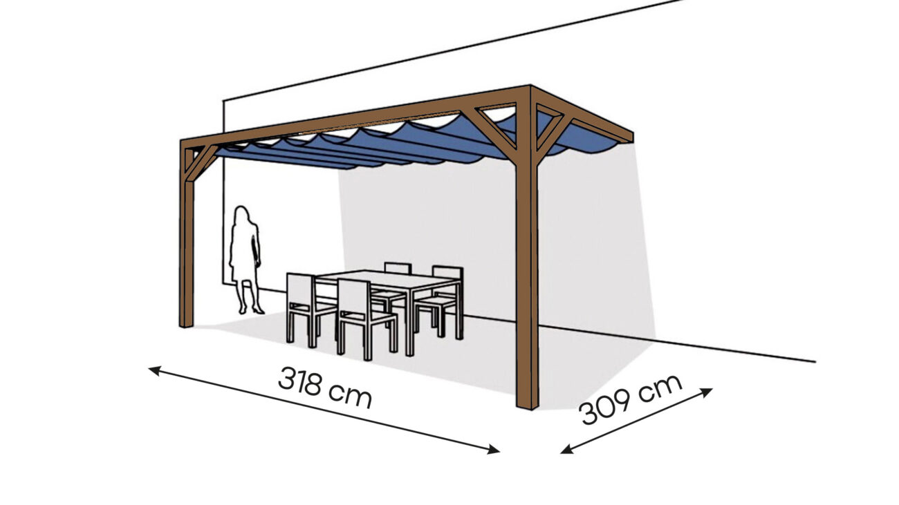 Pergola PS2 drewno lakierowane 309 x 318 cm ciemny orzech