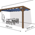 Pergola PS2 drewno lakierowane 309 x 318 cm ciemny orzech