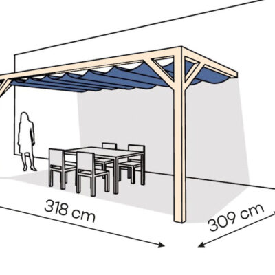 Pergola  PS2 drewno surowe 309 x 318 cm