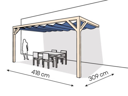 Pergola  PS2 drewno surowe 309 x 418 cm