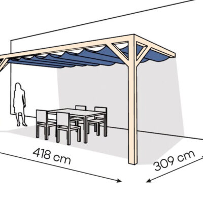 Pergola  PS2 drewno surowe 309 x 418 cm