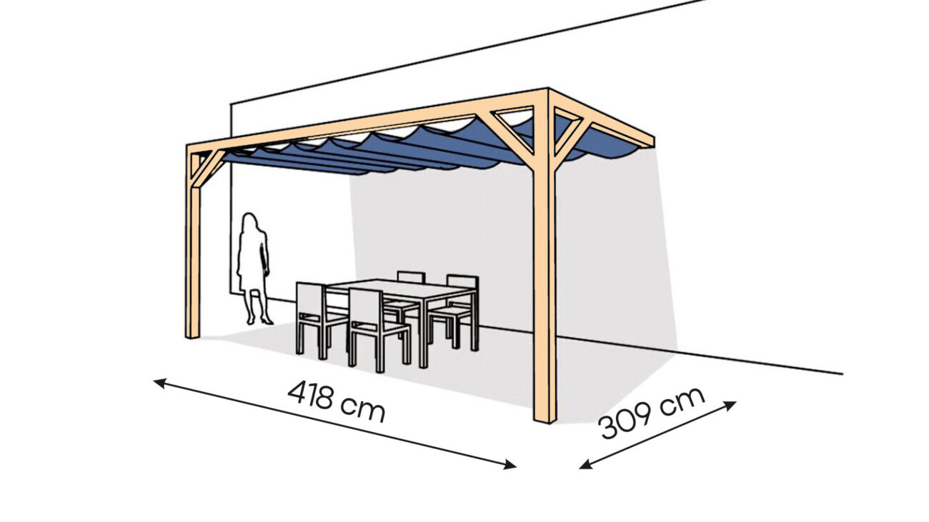 Pergola PS2 drewno lakierowane 309 x 418 cm lakier bezbarwny