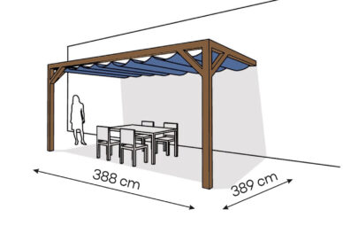 Pergola  PS2 drewno lakierowane 389 x 388 cm  ciemny orzech
