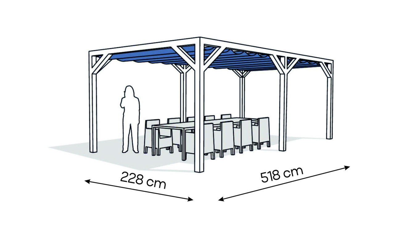 Pergola PW drewno lakierowane 228 x 518 cm biale