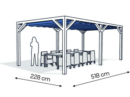 Pergola  PW drewno lakierowane 228 x 518 cm  biale