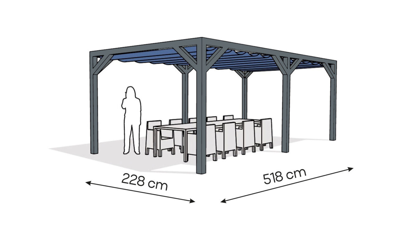 Pergola PW drewno lakierowane 228 x 518 cm antracyt