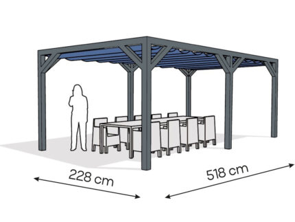 Pergola  PW drewno lakierowane 228 x 518 cm  antracyt