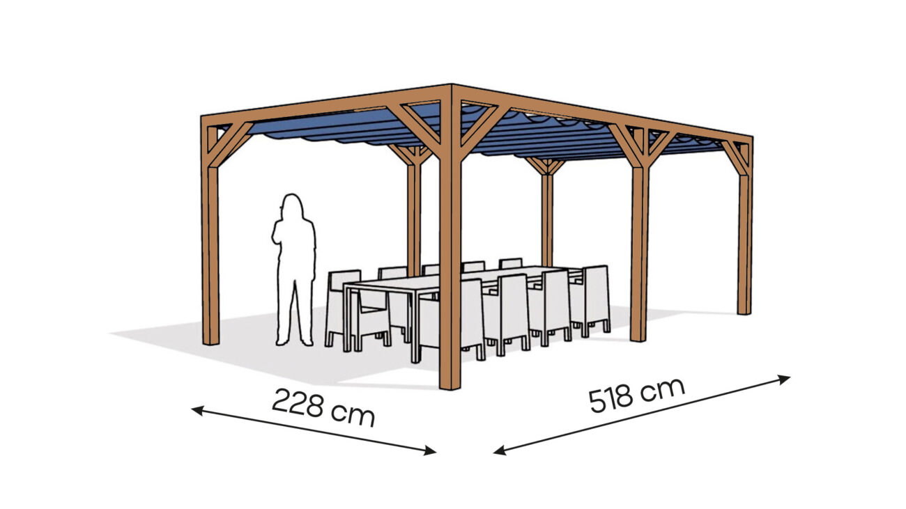 Pergola PW drewno lakierowane 228 x 518 cm bursztyn