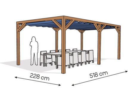 Pergola  PW drewno lakierowane 228 x 518 cm  bursztyn