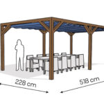Pergola PW drewno lakierowane 228 x 518 cm ciemny orzech