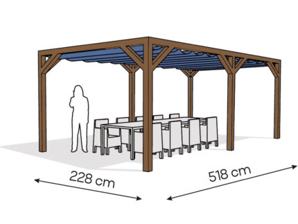 Pergola  PW drewno lakierowane 228 x 518 cm  ciemny orzech