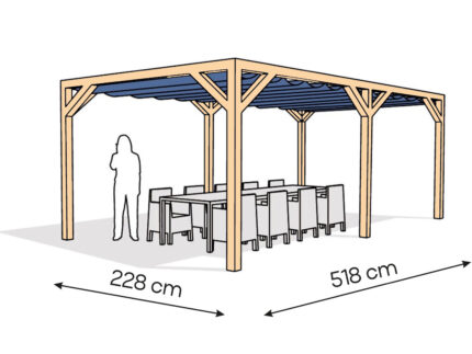 Pergola  PW drewno lakierowane 228 x 518 cm  lakier bezbarwny