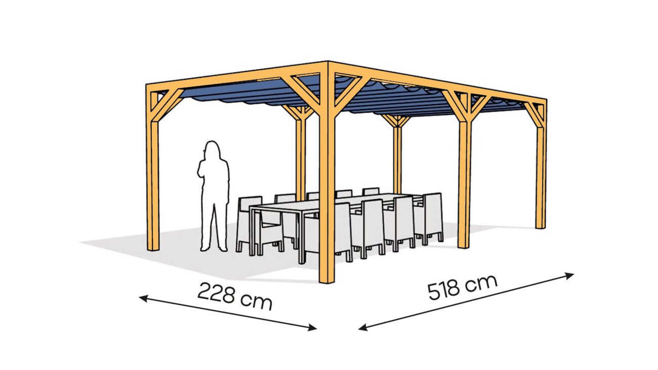 Pergola PW drewno lakierowane 228 x 518 cm sosna