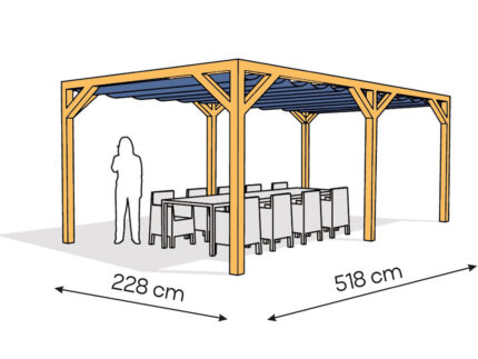 Pergola  PW drewno lakierowane 228 x 518 cm  sosna