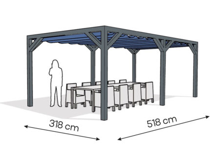 Pergola  PW drewno lakierowane 318 x 518 cm  antracyt